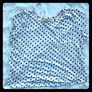 White Black Swiss Dot Pattern LOFT Shirt Size XL